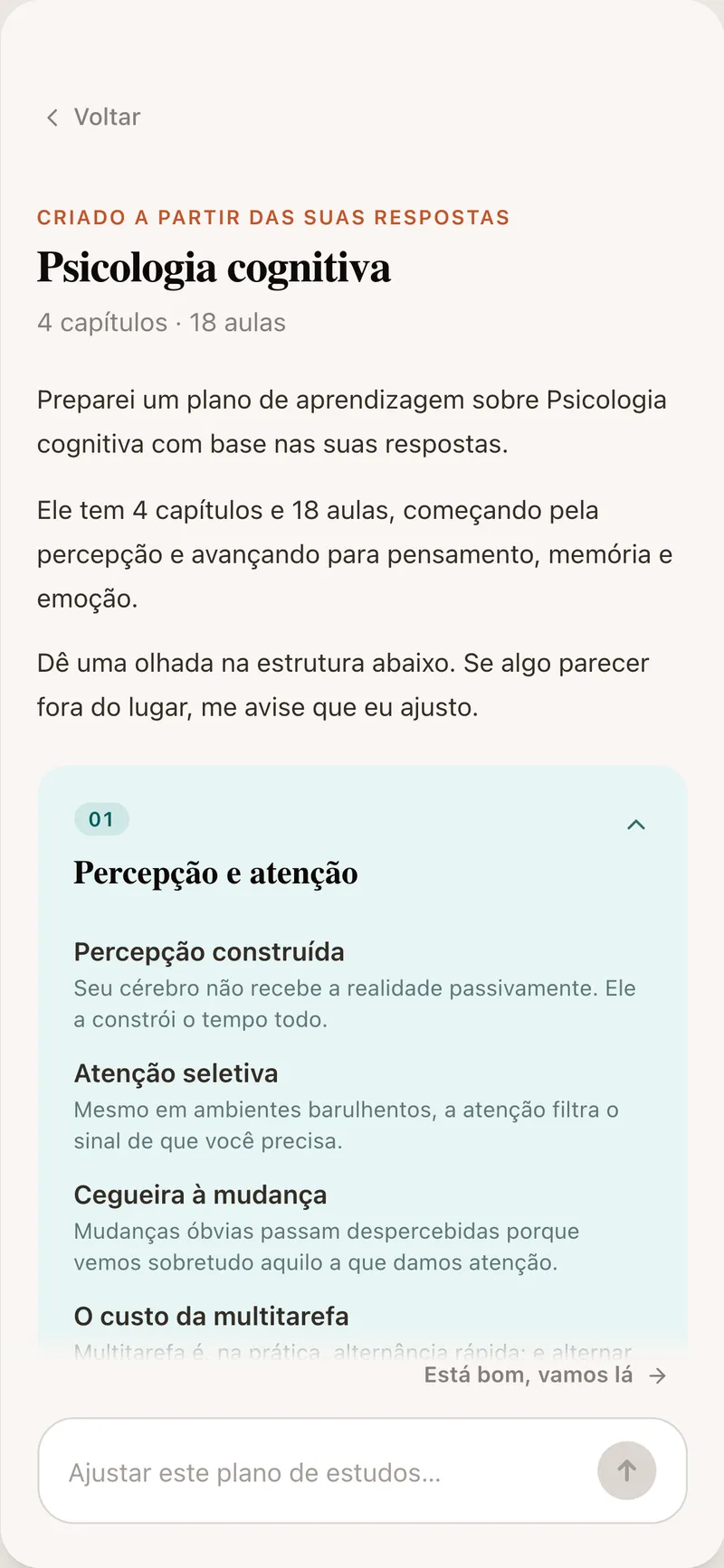 Seu plano de estudos