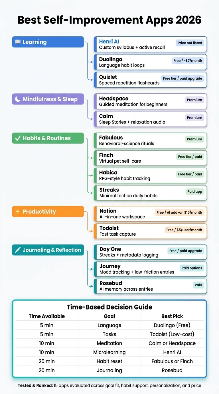 Best Self-Improvement Apps 2026: Quick Comparison Guide