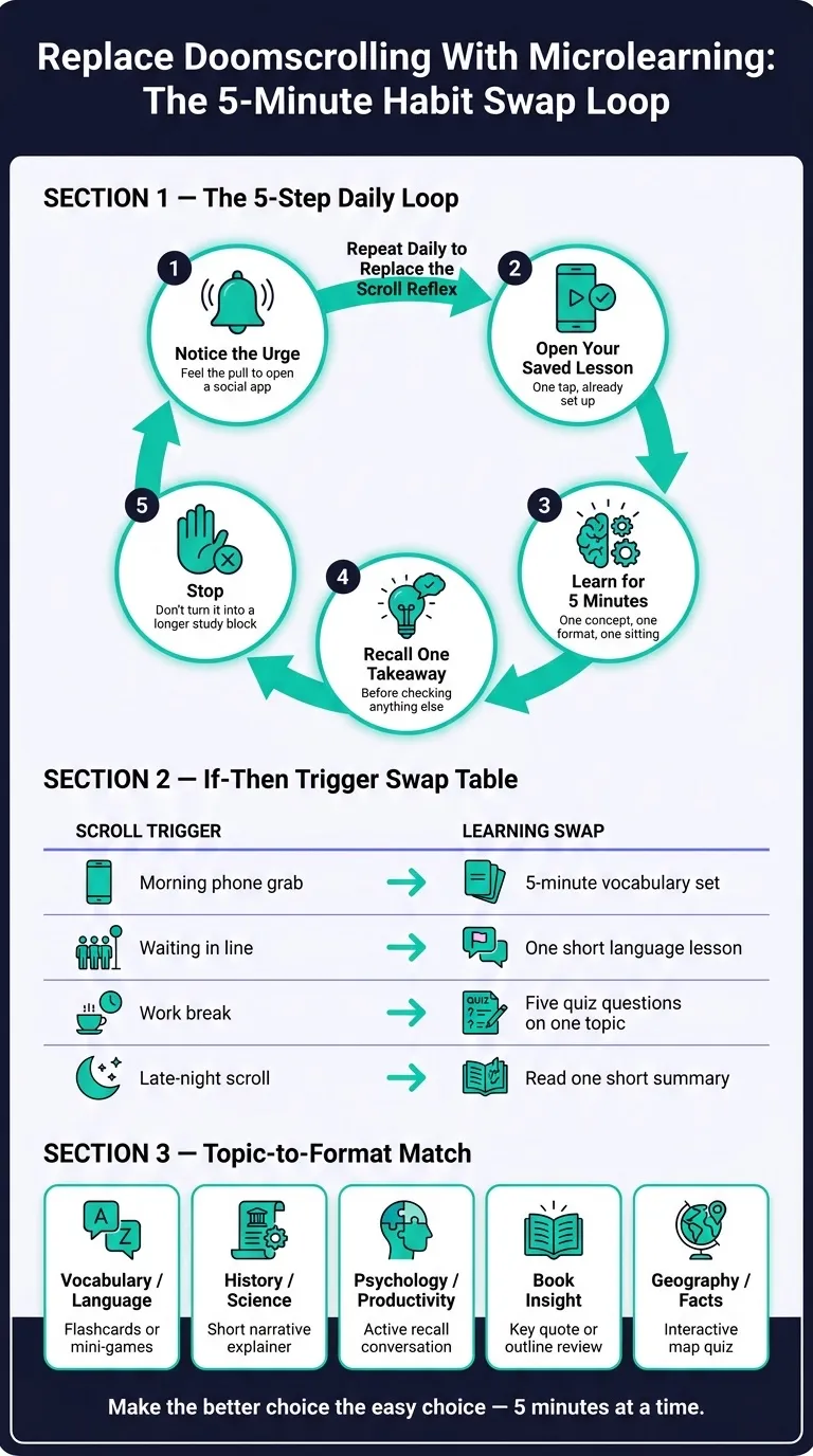 Replace Doomscrolling With Microlearning: The 5-Minute Habit Swap Loop