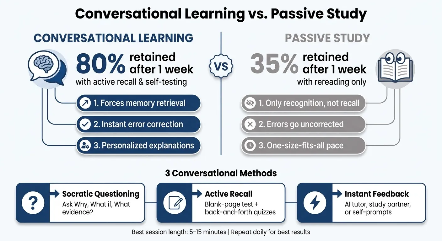 Conversational Learning vs. Passive Study: Retention & Methods Compared