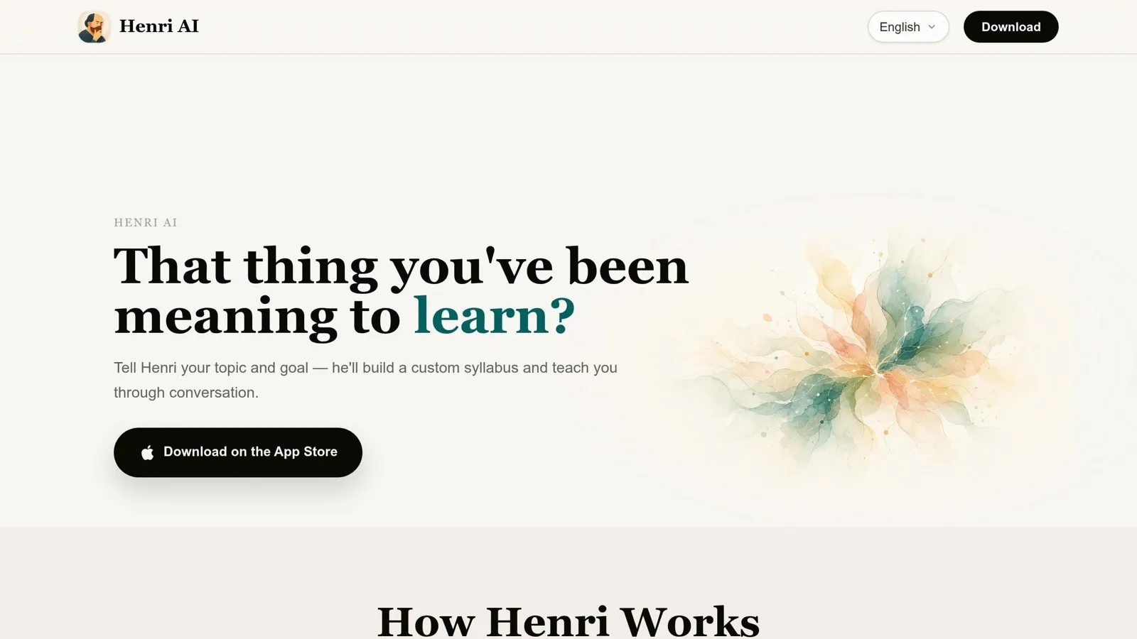 Henri AI: Everyday Bite-Sized Learning and Conversational Tutoring website screenshot