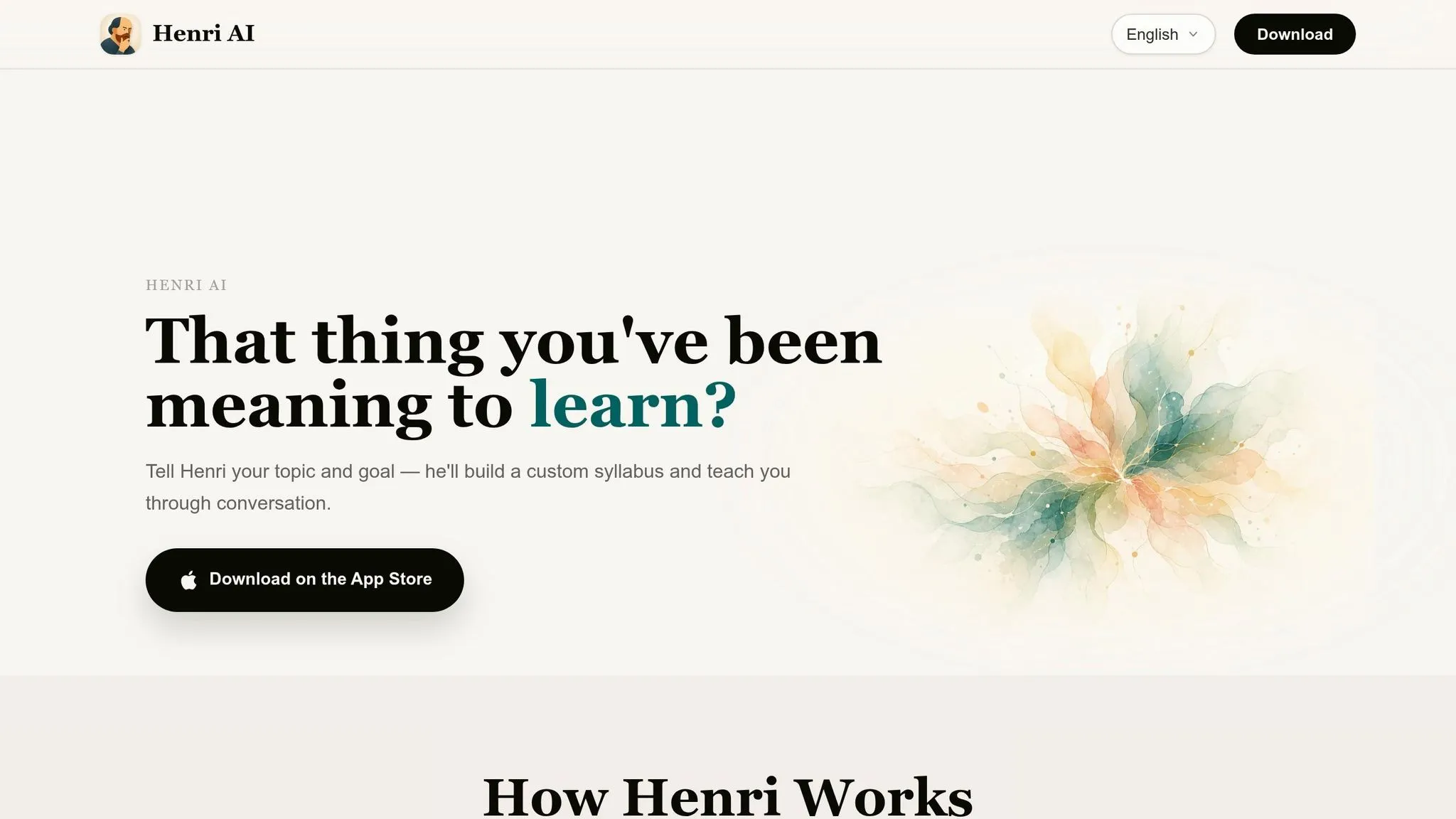 Henri AI website showing its personalized learning experience