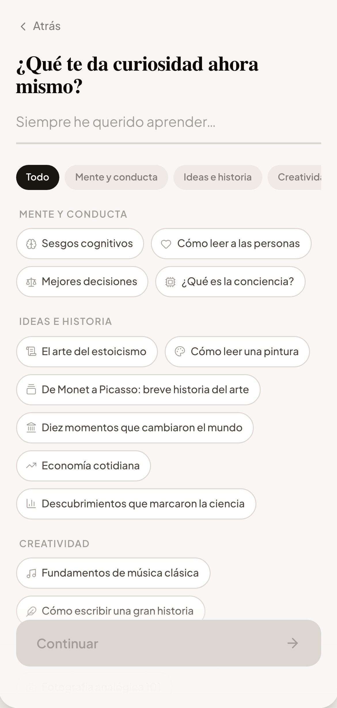 Henri topic selection
